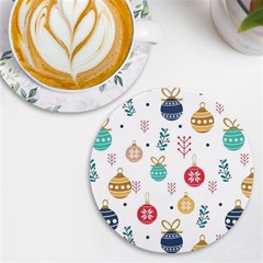 Cute Christmas Pattern Uv Print Round Tile Coaster by Grandong