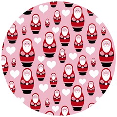 Christmas Santa Pattern Wooden Puzzle Round by Grandong