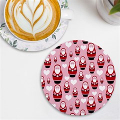 Christmas Santa Pattern Uv Print Round Tile Coaster by Grandong