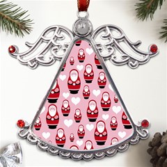 Christmas Santa Pattern Metal Angel With Crystal Ornament by Grandong