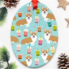 Welsh Corgis Dog Boba Tea Bubble Tea Cute Kawaii Ornament (oval) by Grandong