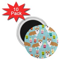 Welsh Corgis Dog Boba Tea Bubble Tea Cute Kawaii 1 75  Magnets (10 Pack)  by Grandong