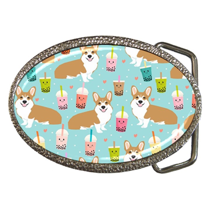 Welsh Corgis Dog Boba Tea Bubble Tea Cute Kawaii Belt Buckles