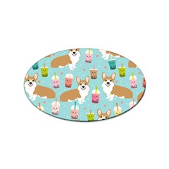 Welsh Corgis Dog Boba Tea Bubble Tea Cute Kawaii Sticker (oval) by Grandong