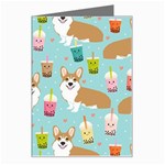 Welsh Corgis Dog Boba Tea Bubble Tea Cute Kawaii Greeting Card Left