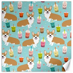 Welsh Corgis Dog Boba Tea Bubble Tea Cute Kawaii Canvas 12  X 12  by Grandong