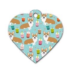 Welsh Corgis Dog Boba Tea Bubble Tea Cute Kawaii Dog Tag Heart (one Side) by Grandong