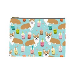 Welsh Corgis Dog Boba Tea Bubble Tea Cute Kawaii Cosmetic Bag (large) by Grandong