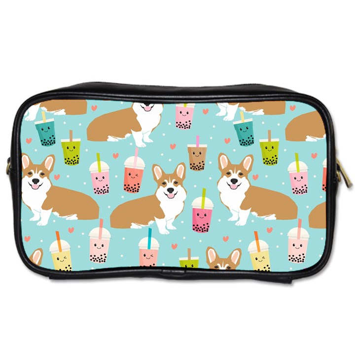 Welsh Corgis Dog Boba Tea Bubble Tea Cute Kawaii Toiletries Bag (Two Sides)