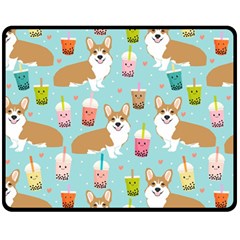 Welsh Corgis Dog Boba Tea Bubble Tea Cute Kawaii Fleece Blanket (medium) by Grandong