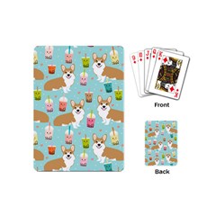 Welsh Corgis Dog Boba Tea Bubble Tea Cute Kawaii Playing Cards Single Design (mini) by Grandong