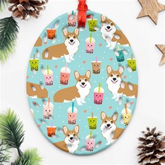 Welsh Corgis Dog Boba Tea Bubble Tea Cute Kawaii Oval Filigree Ornament (two Sides) by Grandong