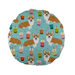 Welsh Corgis Dog Boba Tea Bubble Tea Cute Kawaii Standard 15  Premium Round Cushions by Grandong