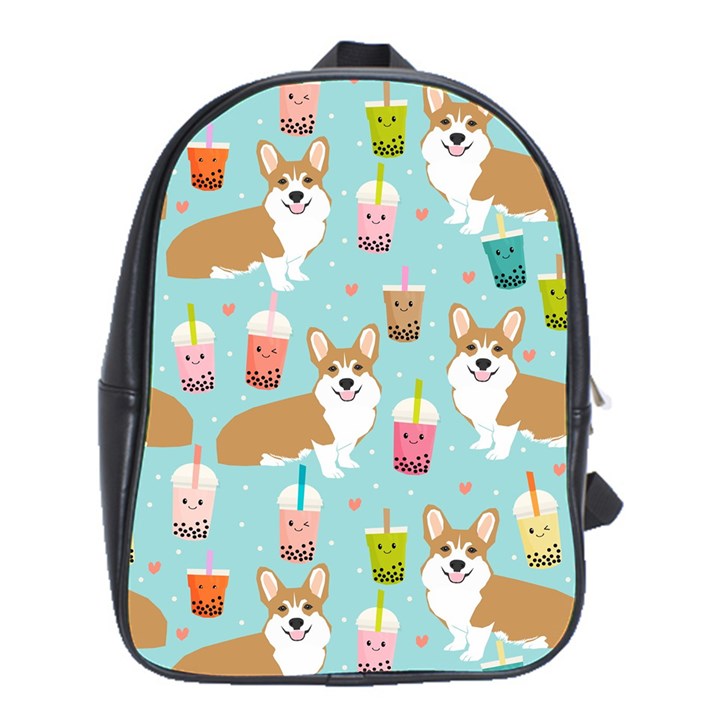 Welsh Corgis Dog Boba Tea Bubble Tea Cute Kawaii School Bag (XL)