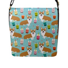 Welsh Corgis Dog Boba Tea Bubble Tea Cute Kawaii Flap Closure Messenger Bag (l) by Grandong