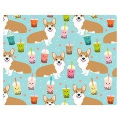 Welsh Corgis Dog Boba Tea Bubble Tea Cute Kawaii Two Sides Premium Plush Fleece Blanket (medium) by Grandong