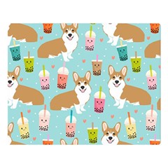 Welsh Corgis Dog Boba Tea Bubble Tea Cute Kawaii Two Sides Premium Plush Fleece Blanket (large) by Grandong