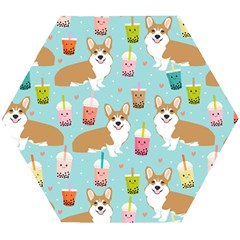 Welsh Corgis Dog Boba Tea Bubble Tea Cute Kawaii Wooden Puzzle Hexagon by Grandong