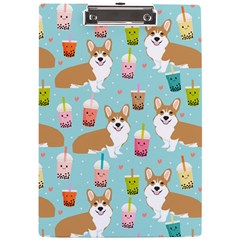 Welsh Corgis Dog Boba Tea Bubble Tea Cute Kawaii A4 Acrylic Clipboard by Grandong