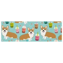 Welsh Corgis Dog Boba Tea Bubble Tea Cute Kawaii Banner And Sign 9  X 3  by Grandong