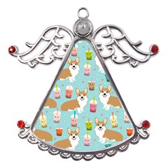 Welsh Corgis Dog Boba Tea Bubble Tea Cute Kawaii Metal Angel With Crystal Ornament by Grandong