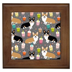 Welsh Corgi Dog Boba Tea Bubble Kawaii Framed Tile by Grandong