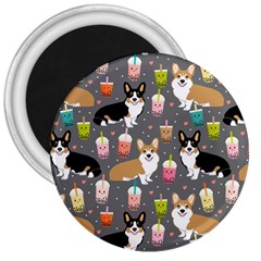 Welsh Corgi Dog Boba Tea Bubble Kawaii 3  Magnets by Grandong