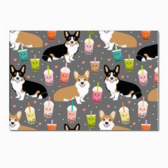 Welsh Corgi Dog Boba Tea Bubble Kawaii Postcard 4 x 6  (pkg Of 10) by Grandong