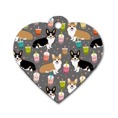 Welsh Corgi Dog Boba Tea Bubble Kawaii Dog Tag Heart (two Sides) by Grandong