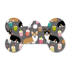 Welsh Corgi Dog Boba Tea Bubble Kawaii Dog Tag Bone (two Sides) by Grandong