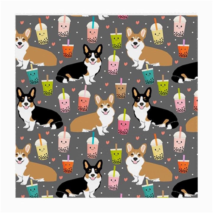 Welsh Corgi Dog Boba Tea Bubble Kawaii Medium Glasses Cloth (2 Sides)