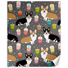 Welsh Corgi Dog Boba Tea Bubble Kawaii Canvas 11  X 14  by Grandong