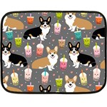 Welsh Corgi Dog Boba Tea Bubble Kawaii Fleece Blanket (Mini) 35 x27  Blanket