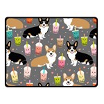 Welsh Corgi Dog Boba Tea Bubble Kawaii Fleece Blanket (Small) 50 x40  Blanket Front