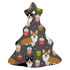 Welsh Corgi Dog Boba Tea Bubble Kawaii Christmas Tree Ornament (two Sides) by Grandong