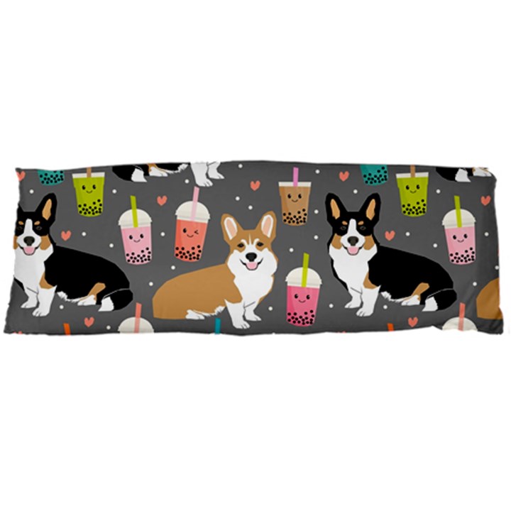 Welsh Corgi Dog Boba Tea Bubble Kawaii Body Pillow Case Dakimakura (Two Sides)