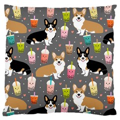 Welsh Corgi Dog Boba Tea Bubble Kawaii Large Cushion Case (one Side) by Grandong