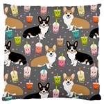 Welsh Corgi Dog Boba Tea Bubble Kawaii Large Cushion Case (Two Sides) Front