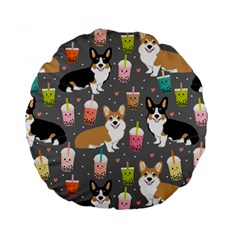 Welsh Corgi Dog Boba Tea Bubble Kawaii Standard 15  Premium Round Cushions by Grandong