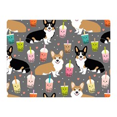 Welsh Corgi Dog Boba Tea Bubble Kawaii Two Sides Premium Plush Fleece Blanket (mini) by Grandong