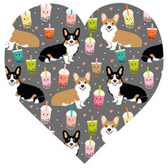 Welsh Corgi Dog Boba Tea Bubble Kawaii Wooden Puzzle Heart by Grandong