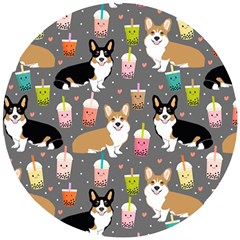 Welsh Corgi Dog Boba Tea Bubble Kawaii Wooden Puzzle Round by Grandong