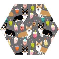 Welsh Corgi Dog Boba Tea Bubble Kawaii Wooden Puzzle Hexagon by Grandong