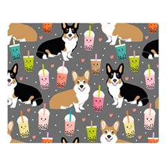 Welsh Corgi Dog Boba Tea Bubble Kawaii Premium Plush Fleece Blanket (large) by Grandong