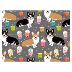 Welsh Corgi Dog Boba Tea Bubble Kawaii Two Sides Premium Plush Fleece Blanket (extra Small) by Grandong