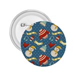 Winter Blue Christmas Snowman Pattern 2.25  Buttons Front