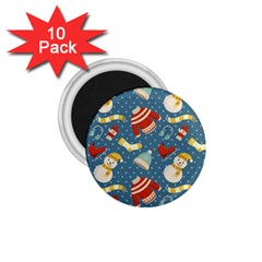 Winter Blue Christmas Snowman Pattern 1 75  Magnets (10 Pack)  by Grandong