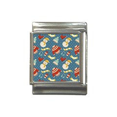 Winter Blue Christmas Snowman Pattern Italian Charm (13mm) by Grandong