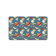 Winter Blue Christmas Snowman Pattern Magnet (name Card) by Grandong