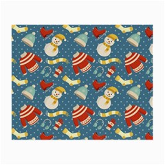 Winter Blue Christmas Snowman Pattern Small Glasses Cloth (2 Sides) by Grandong